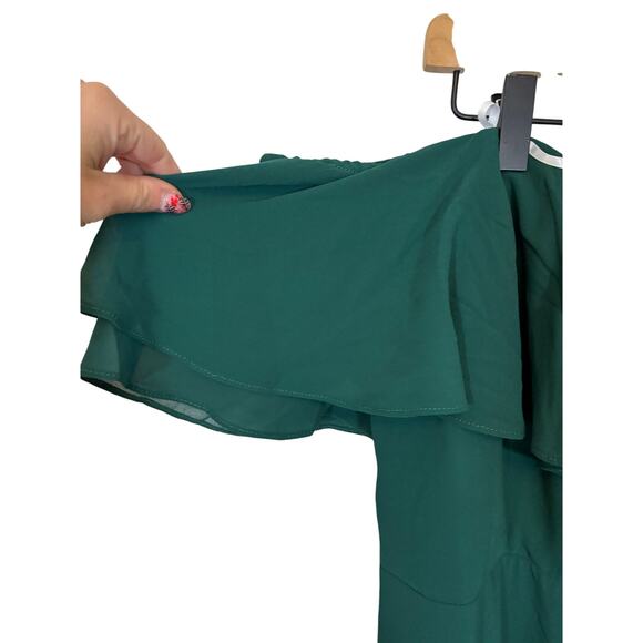 Lulu's Enchanting Endeavor Green Ruffled Off Shoulder Maxi Dress 1X NWT Holiday - Picture 4 of 7